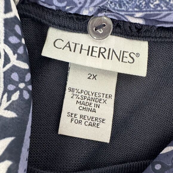 Catherines Shirt Womens 2X Blue Handkerchief Western Knit Flowy Tassel Rodeo - Picture 7 of 12